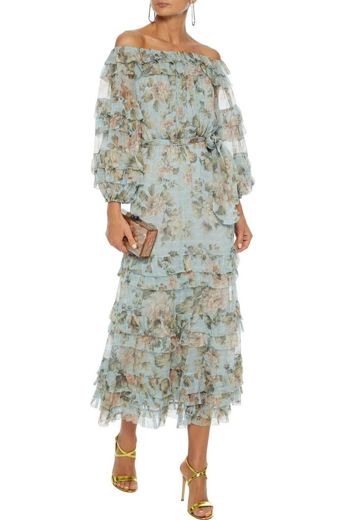 商品Zimmermann|Tempest Ruffle off-the-shoulder tiered floral-print silk-georgette 碎花连衣裙,价格¥4312,第2张图片详细描述