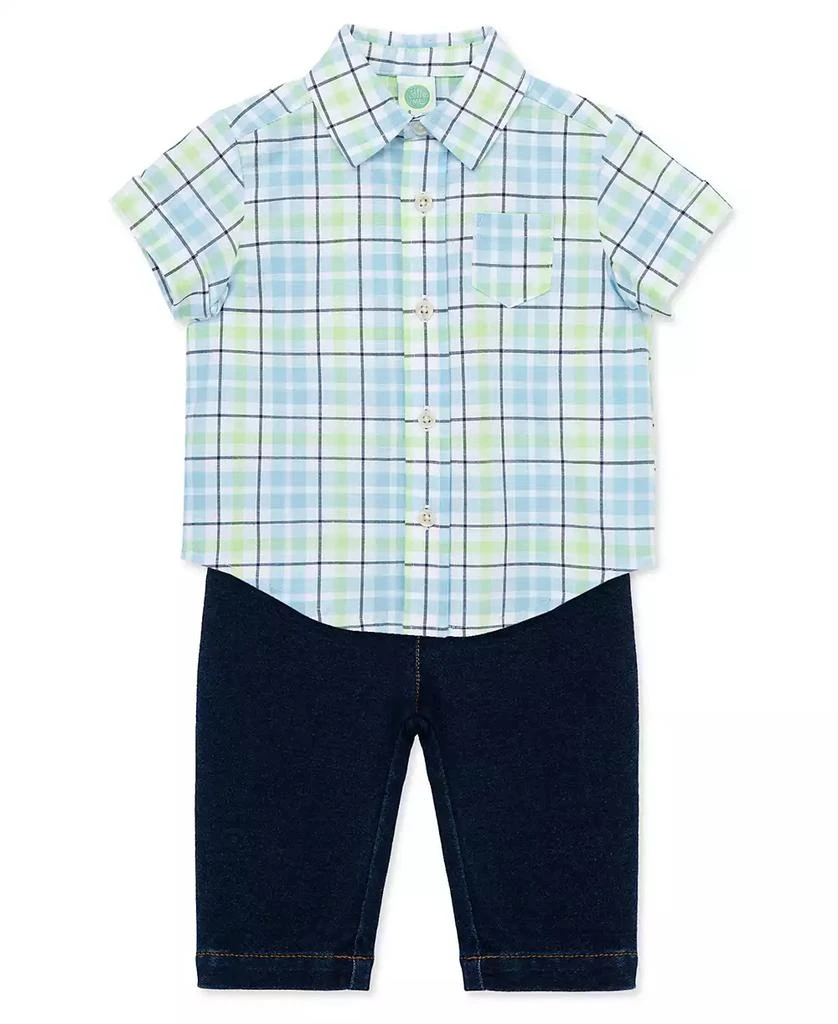 商品Little Me|Baby Boys Plaid Button Front Shirt and Pants Set,价格¥135,第5张图片详细描述