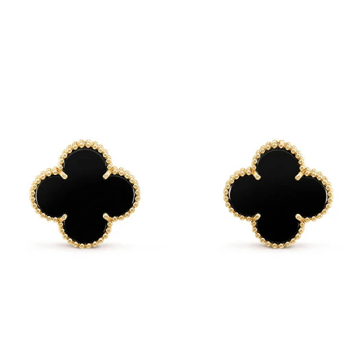 商品Van Cleef & Arpels| Van Cleef & Arpels/梵克雅宝 经典Magic Alhambra系列 18K金黄金镶黑玛瑙四叶草耳钉,价格¥43843,第1张图片