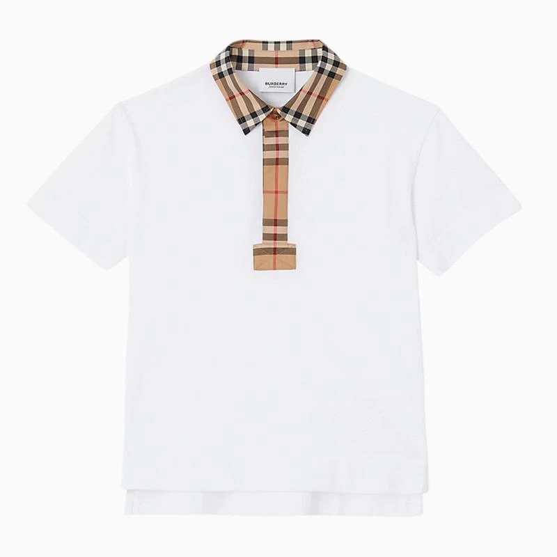 商品Burberry|White/beige cotton polo shirt,价格¥1726,第1张图片
