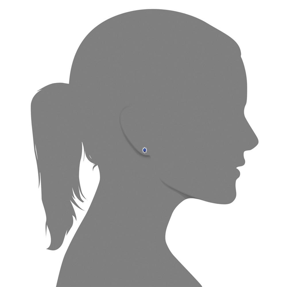 商品Macy's|Sapphire (1-1/3 ct. t.w.) and Diamond Accent Stud Earrings in 10k White Gold (Also in Emerald),价格¥2053,第4张图片详细描述