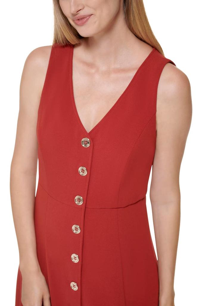 Sleeveless Scuba Crepe Button Front Dress商品第3张图片规格展示