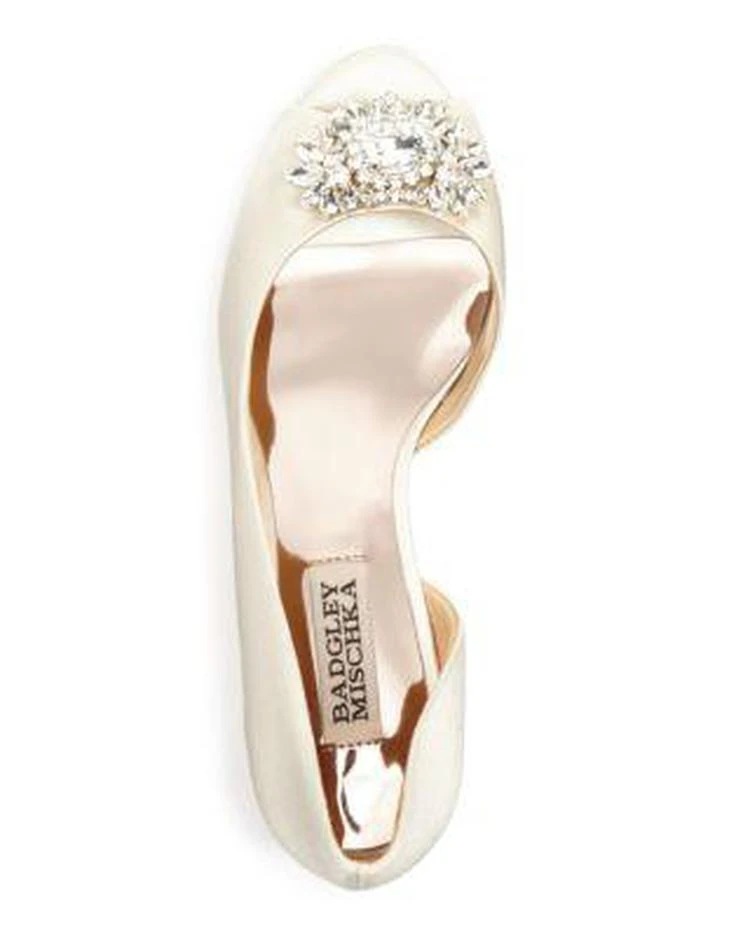 商品Badgley Mischka|Badgley Mischa Macie Satin Embellished Half d'Orsay Peep Toe Pumps,价格¥1000,第3张图片详细描述