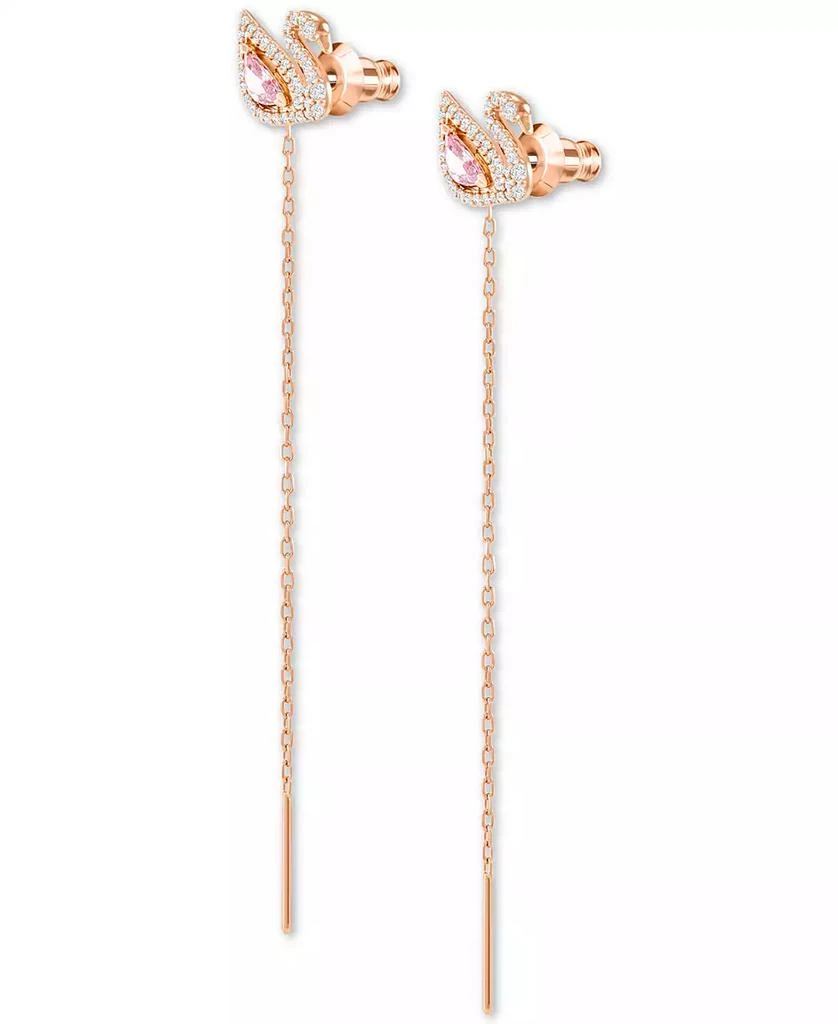 商品Swarovski|Rose Gold-Tone Crystal Swan & Removable Chain Drop Earrings,价格¥1188,第2张图片详细描述