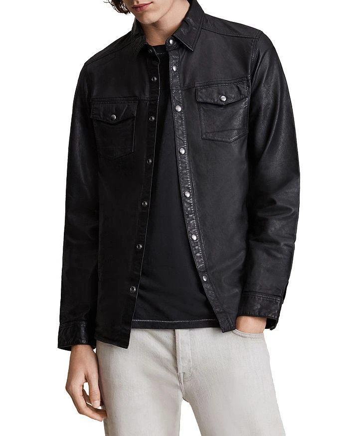 商品ALL SAINTS|Irwin Leather Regular Fit Button Down Shirt  ,价格¥1879,第1张图片