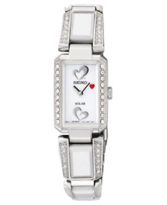 商品Seiko|Seiko Solar White Dial Diamond Steel and Ceramic Women's Watch SUP185,价格¥930,第1张图片
