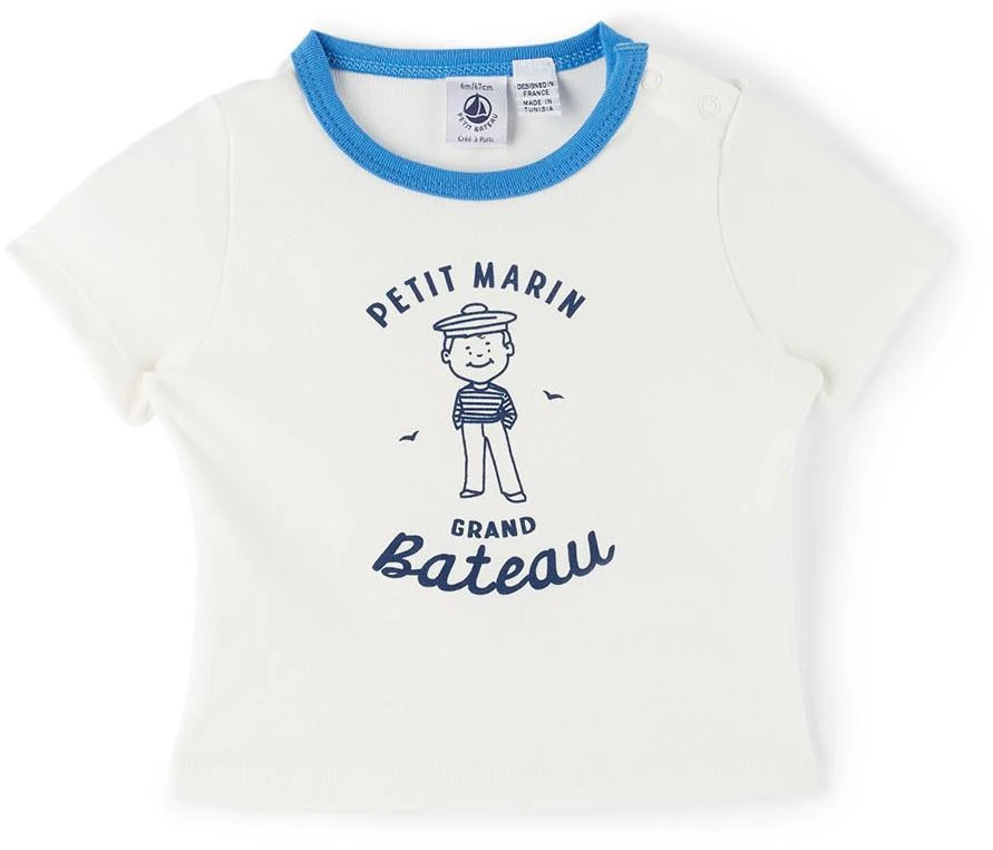 商品PETIT BATEAU|Baby White Sailor Motif T-Shirt,价格¥166,第1张图片