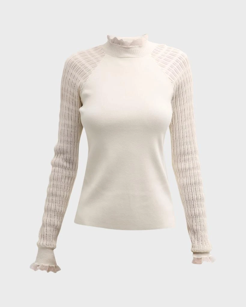 商品3.1 Phillip Lim|Micro-Ribbed Long-Sleeve Fitted Sweater,价格¥1275,第1张图片