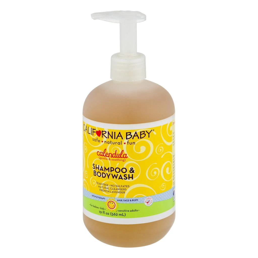 商品California Baby|California Baby Calendula Shampoo and Body Wash | 100% Plant-Based | Allergy Friendly | Soothing Baby Soap and Toddler Shampoo for Dry, Sensitive Skin | 19 oz. (2-pack),价格¥525,第3张图片详细描述