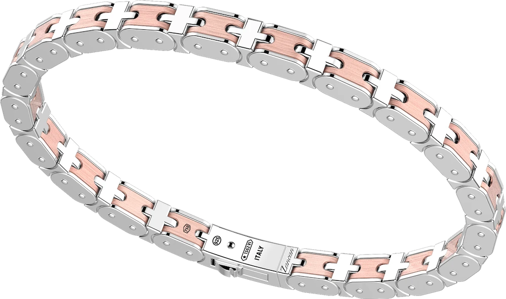 商品Zancan|18k rose gold and sterling silver bracelet with geometric design,价格¥14476,第1张图片