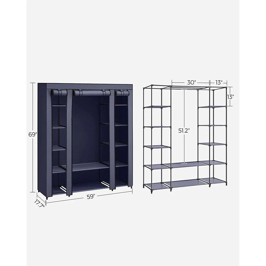 商品Hivvago|Portable Closet with 12 Compartments Dark Blue,价格¥641,第3张图片详细描述
