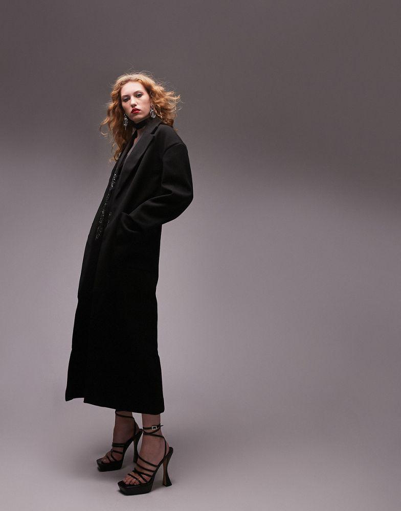 Topshop longline chuck on coat in black商品第4张图片规格展示