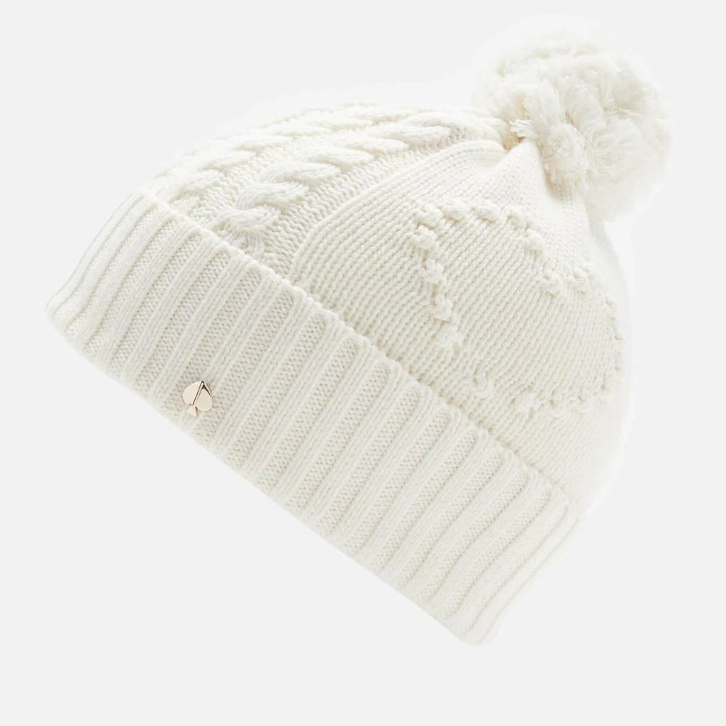 商品Kate Spade|Kate Spade New York Women's Heart Bobble Beanie - French Cream,价格¥324,第2张图片详细描述