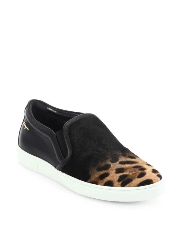 商品Salvatore Ferragamo|Salina Leopard-Print Calf Hair Skate Sneakers,价格¥1784,第1张图片