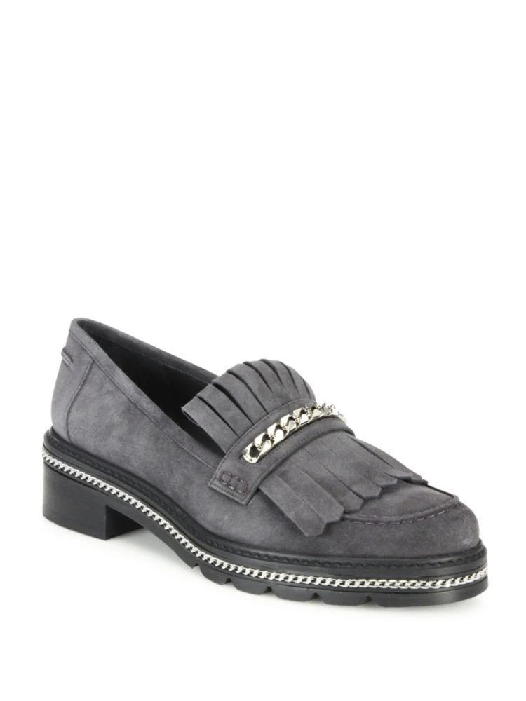 商品Stuart Weitzman|Chain & Suede Kilt Loafers,价格¥1026,第1张图片