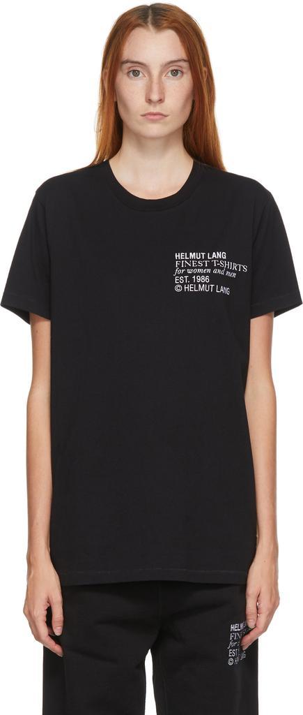 商品Helmut Lang|Black Embroidered Logo Standard T-Shirt,价格¥1439,第1张图片
