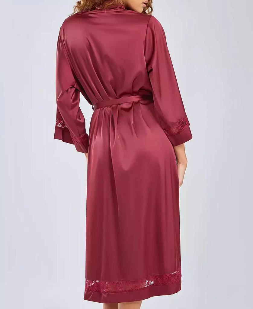 商品iCollection|Women's Silky Long Robe with Lace Trims,价格¥592,第2张图片详细描述