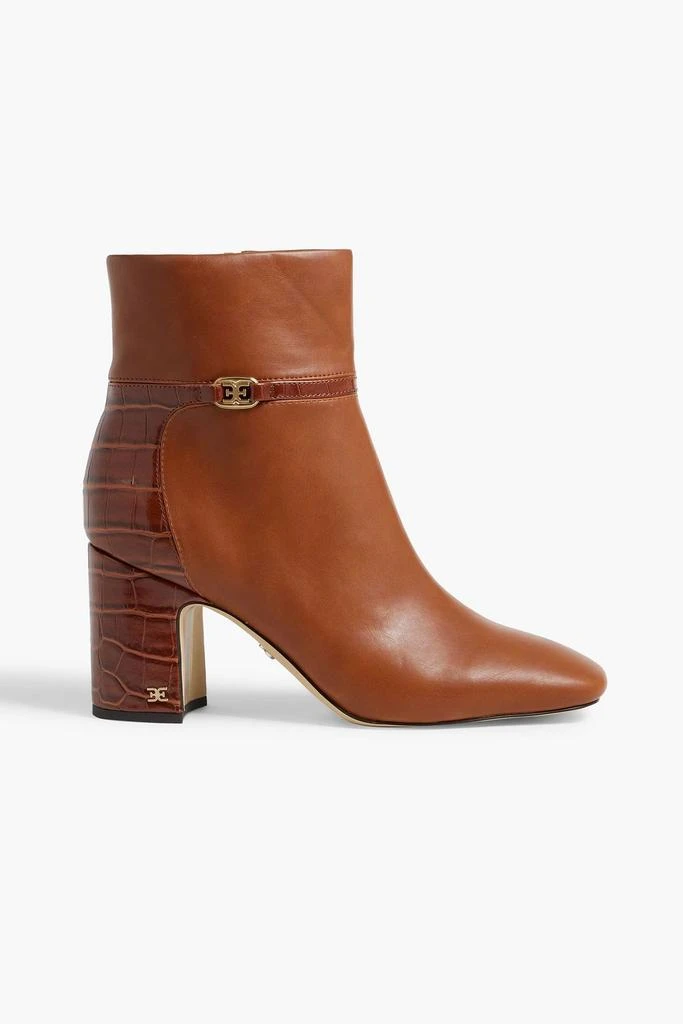 商品Sam Edelman|Florah faux smooth and croc-effect leather ankle boots,价格¥816,第1张图片