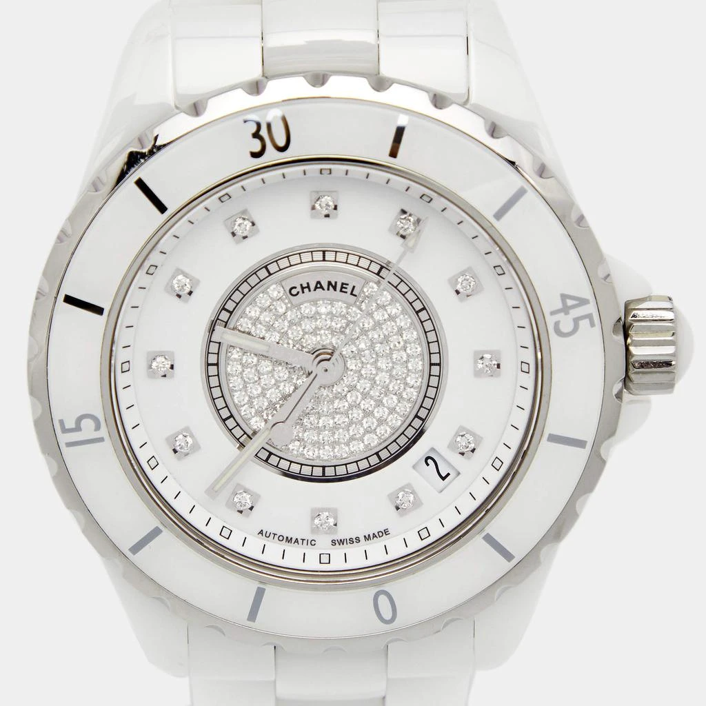 商品[二手商品] Chanel|Chanel White Diamond Ceramic Stainless Steel J12 H1759 Women's Wristwatch 38 mm,价格¥34295,第3张图片详细描述