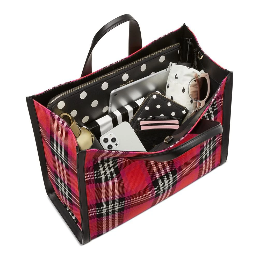 商品Kate Spade|Manhattan Plaid Chunky Woven Fabric Large Tote,价格¥2244,第4张图片详细描述