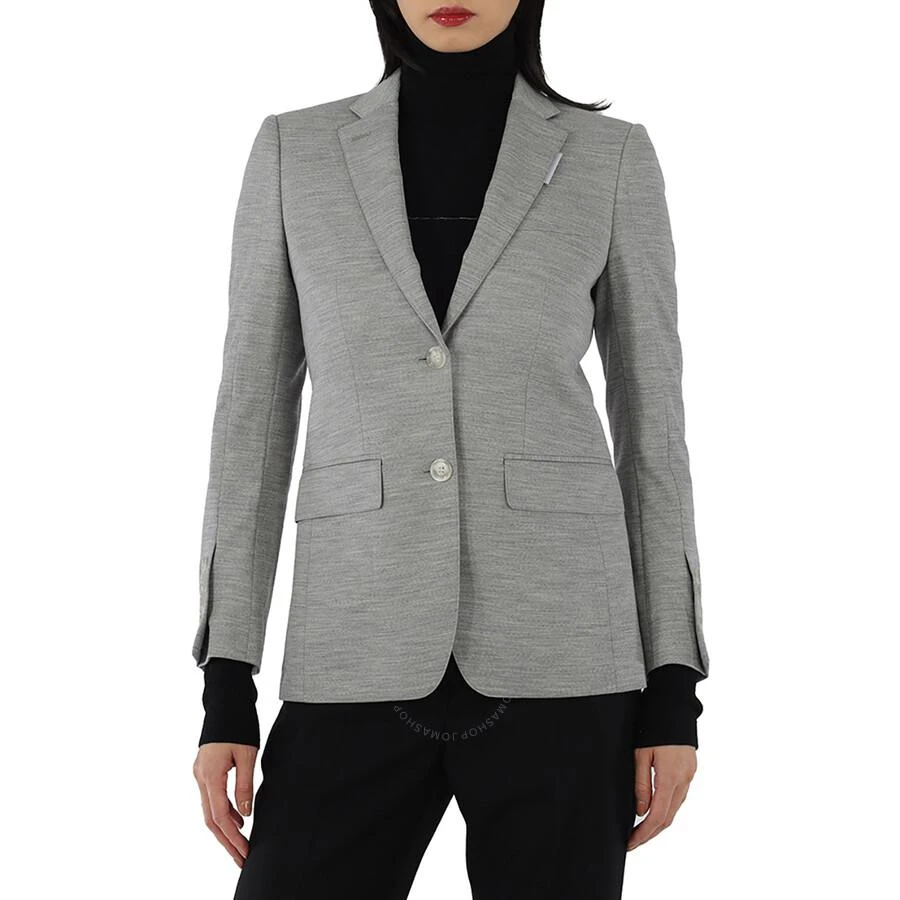 商品Burberry|Grey Taupe Melange Technical Wool Jersey Blazer,价格¥3168,第1张图片