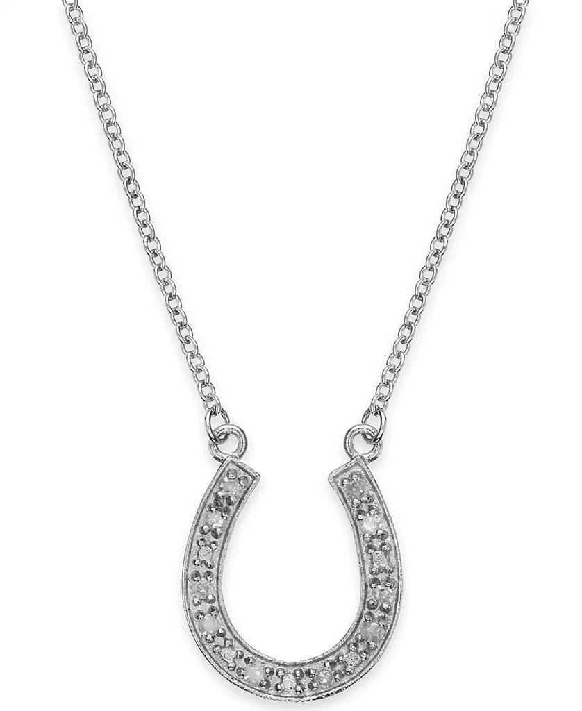 商品Macy's|Diamond Horseshoe Pendant Necklace in Sterling Silver (1/10 ct. t.w.),价格¥260,第1张图片