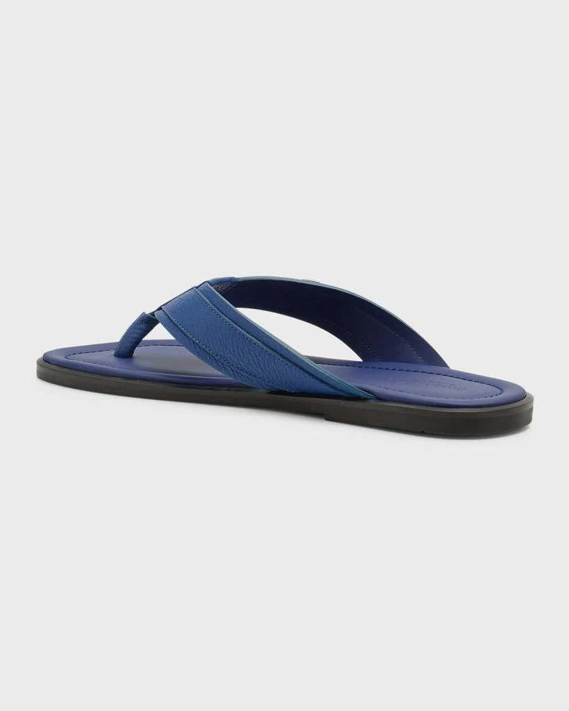 商品Giorgio Armani|Men's GA-Logo Leather Flip Flops,价格¥4826,第3张图片详细描述