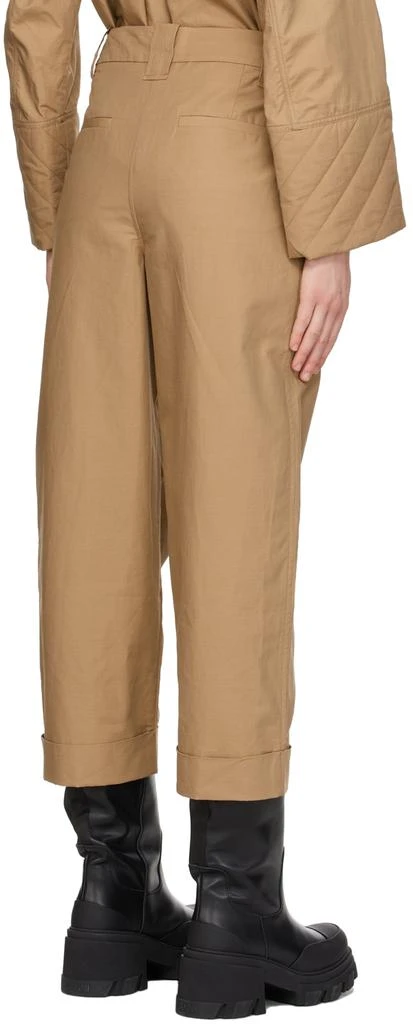商品Ganni|Beige Canvas Pleated Trousers,价格¥431,第3张图片详细描述
