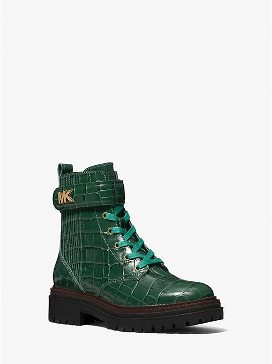 商品Michael Kors|Stark Crocodile Embossed Leather Combat Boot,价格¥1026,第1张图片