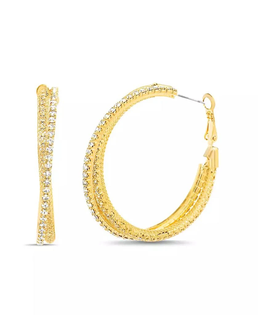 商品Kensie|Rhinestone Textured Hoop Earrings,价格¥193,第1张图片