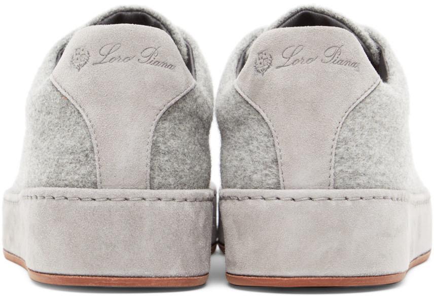 商品Loro Piana|Grey Cashmere Nuages Sneakers,价格¥8058,第6张图片详细描述