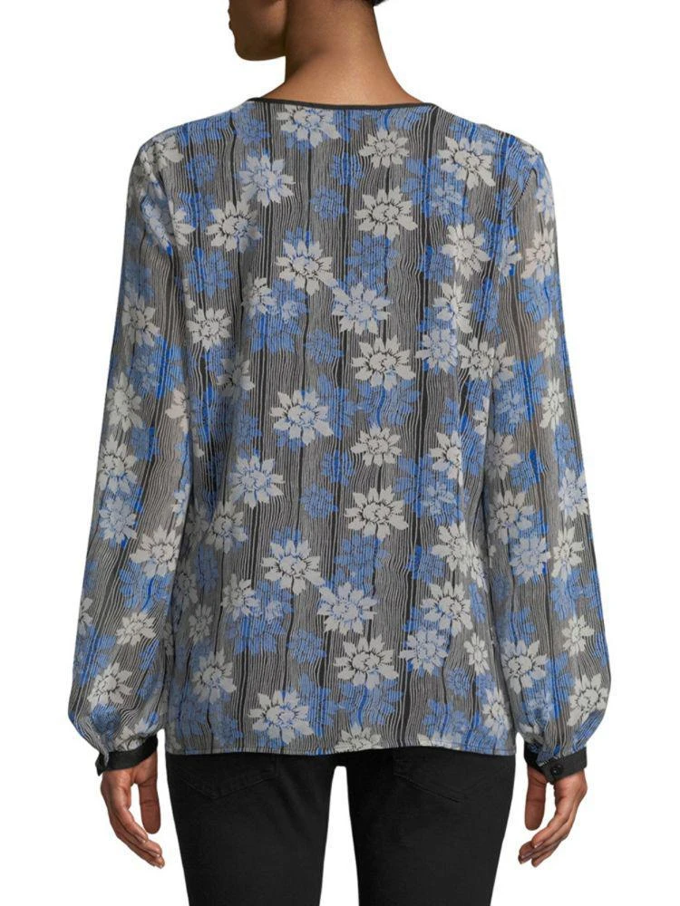 商品Karl Lagerfeld Paris|Floral Stripe Puff-Sleeve Blouse,价格¥375,第2张图片详细描述