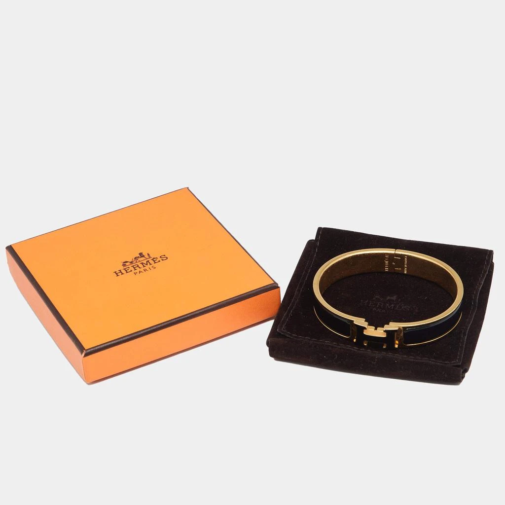 商品[二手商品] Hermes|Hermes Clic Clac H Extra Wide Black Enamel Gold Plated Bracelet,价格¥3852,第5张图片详细描述