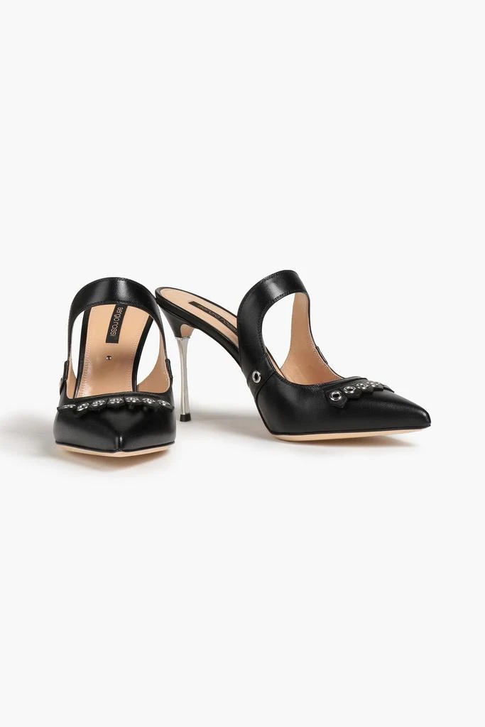 商品Sergio Rossi|Eyelet-embellished fringed leather mules,价格¥1787,第2张图片详细描述