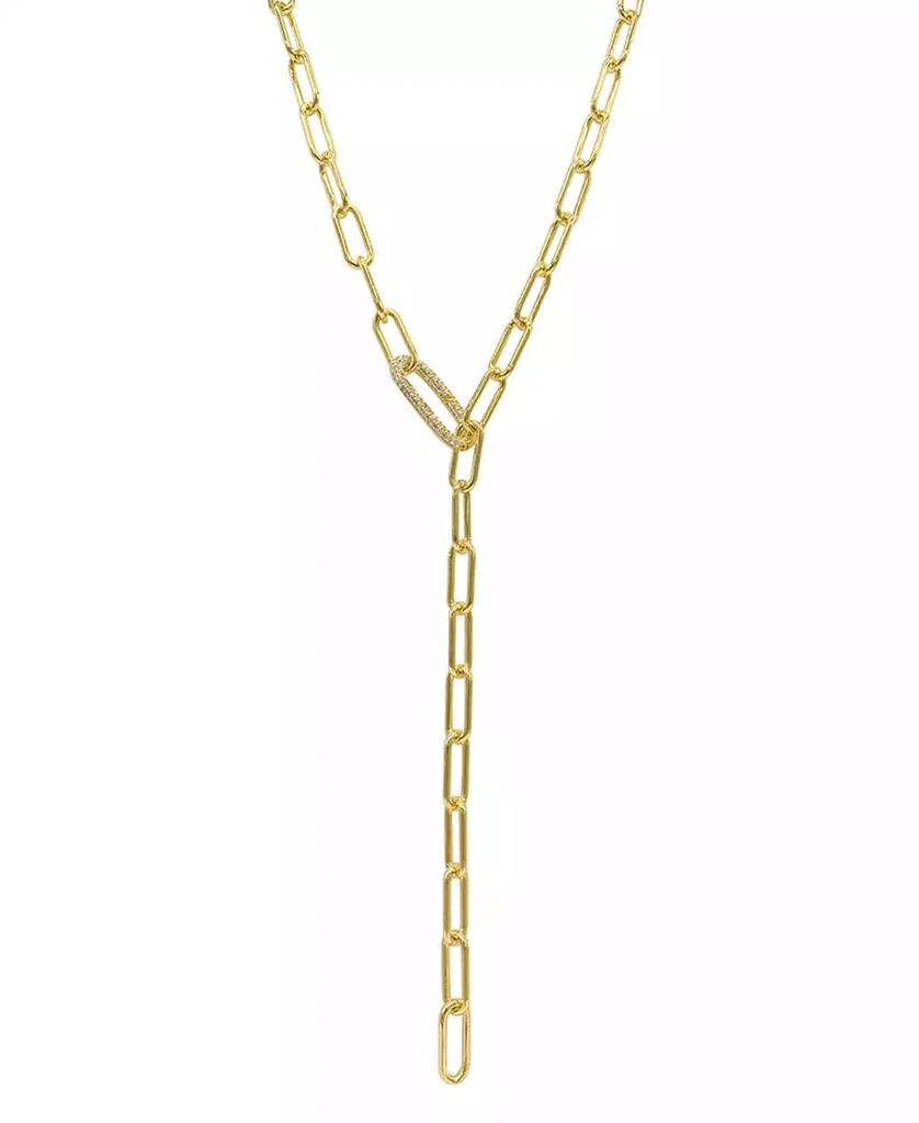 商品ADORNIA|Women's 14K Gold-Tone Plated Y-Shaped Lariat Crystal Lock Necklace,价格¥132,第3张图片详细描述