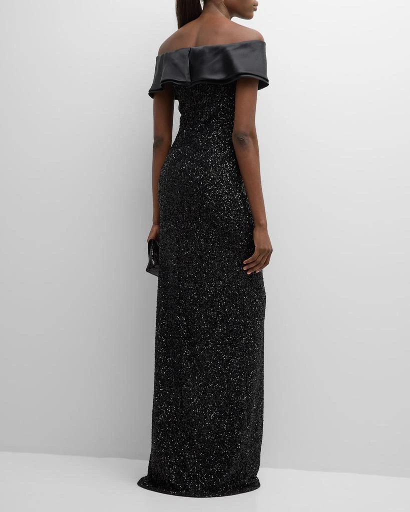 商品Teri Jon|Off-Shoulder Ruffle Column Gown,价格¥3011,第4张图片详细描述