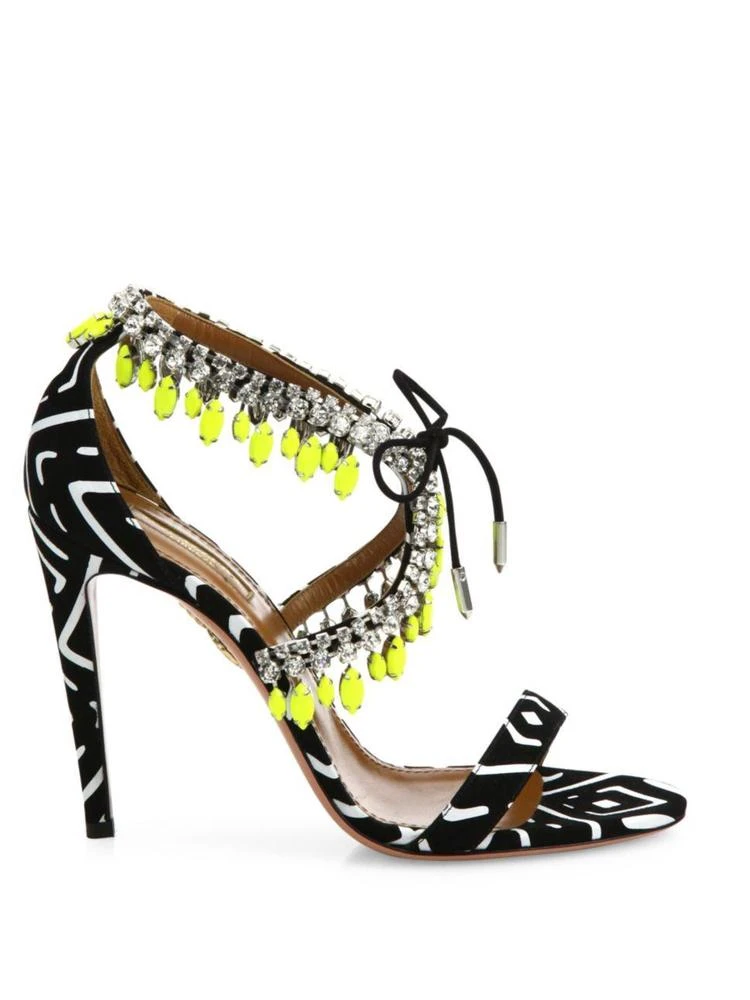 商品Aquazzura|Milla Jeweled Printed Suede Sandals,价格¥5080,第5张图片详细描述