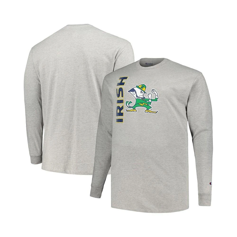 商品CHAMPION|Men's Heather Gray Notre Dame Fighting Irish Big and Tall Mascot Long Sleeve T-shirt,价格¥256,第1张图片