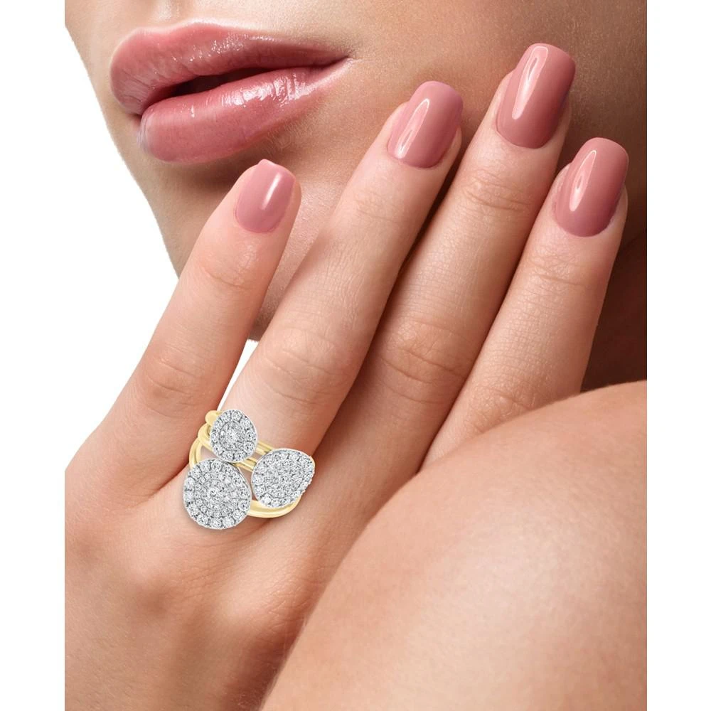 商品Effy|EFFY® Diamond Triple Halo Multirow Ring (1-1/2 ct. t.w.) in 14k Gold & White Gold,价格¥49885,第2张图片详细描述