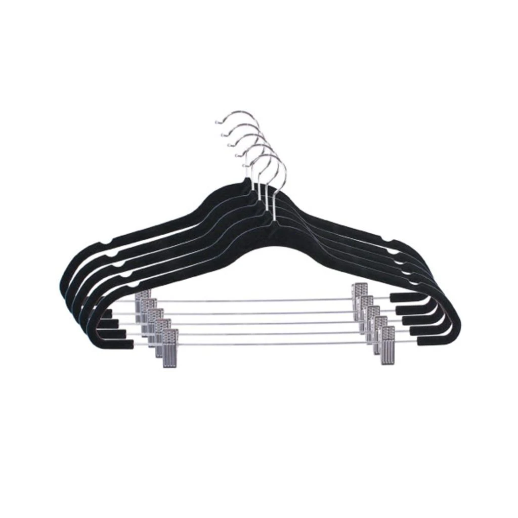 商品Home Basics|Home Basics Velvet Hangers With Clips, (Pack of 5), Black,价格¥119,第1张图片