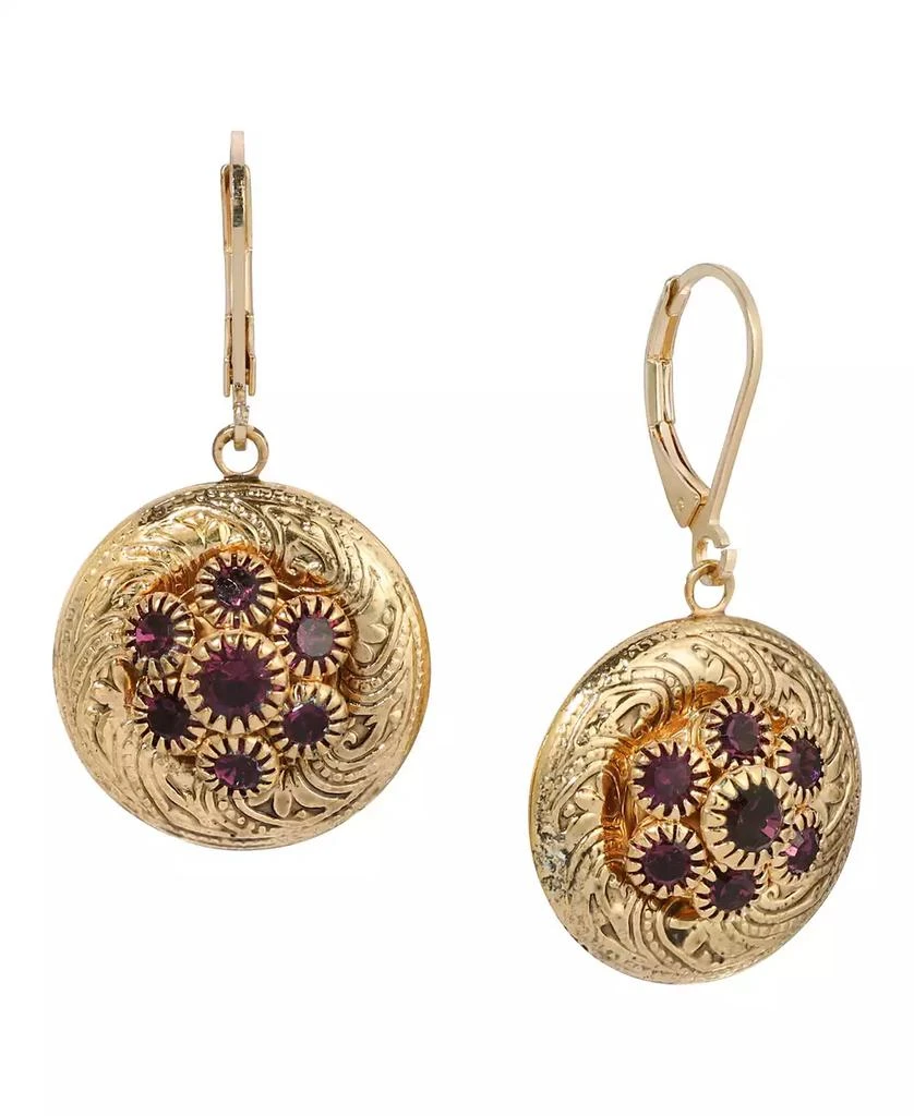 商品2028|Gold-Tone Crystal Round Drop Earrings,价格¥252,第1张图片