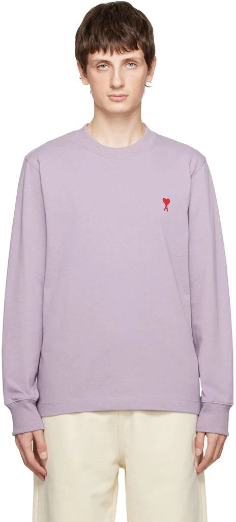 商品AMI|Purple Ami de Cœur Long Sleeve T-Shirt,价格¥775,第1张图片