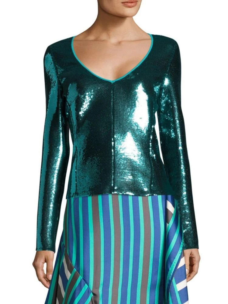 商品Diane von Furstenberg|Long-Sleeve Sequined Top,价格¥2020,第1张图片