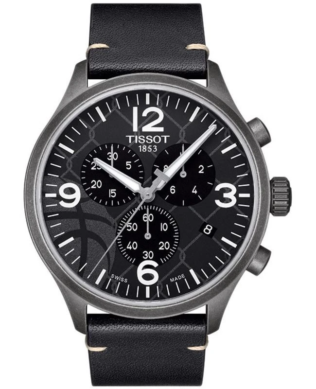 商品Tissot|Tissot Chrono XL 3x3 Street Basketball Black Dial Black Leather Strap Men's Watch T116.617.36.067.00,价格¥2712,第1张图片