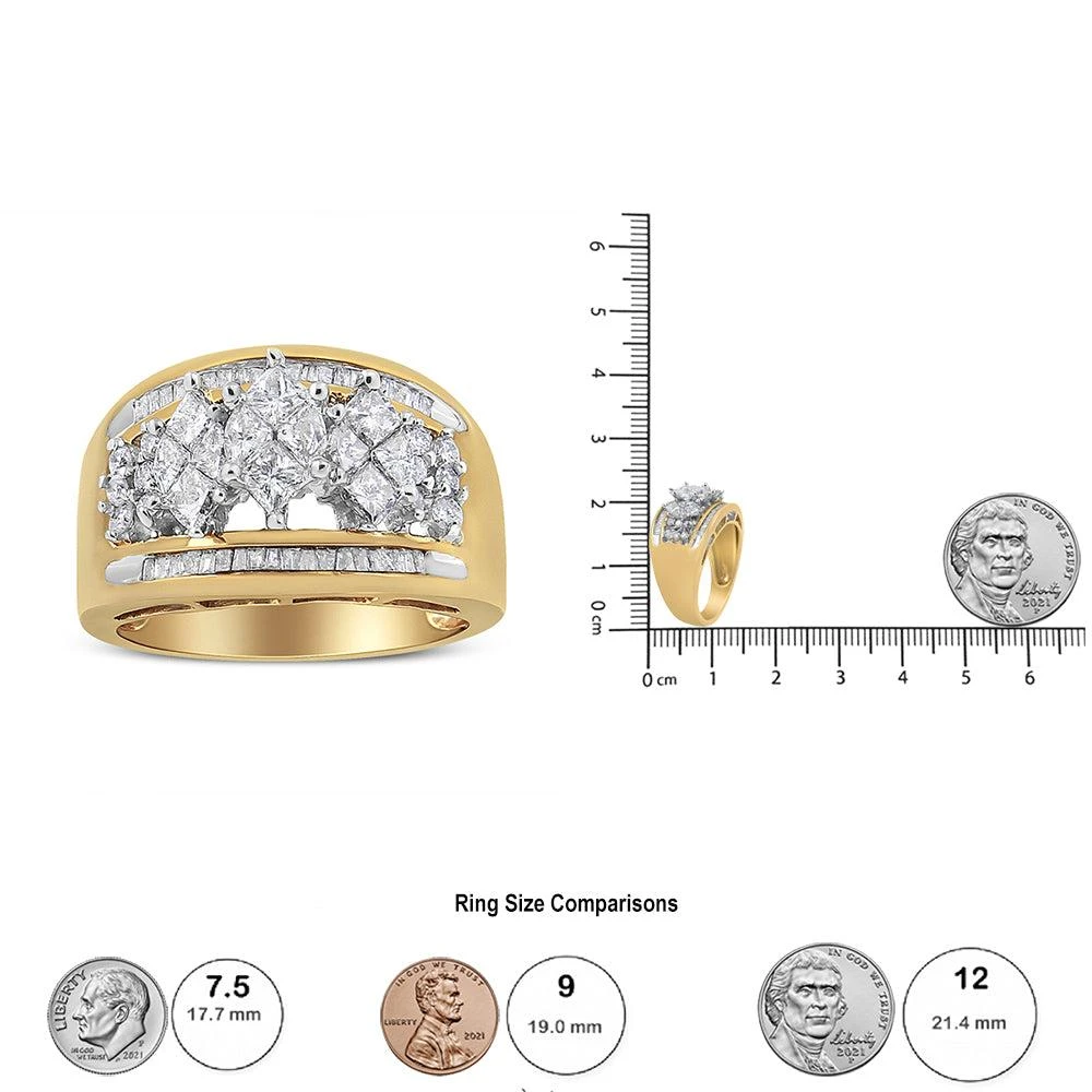 10K Yellow and White Gold 1 1/2 Cttw Pear Shaped 3 Stone Style Diamond Ring Band 商品