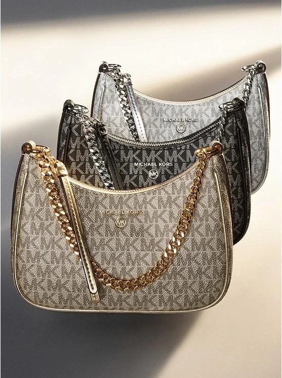 商品Michael Kors|Jet Set Charm Small Metallic Logo Pochette,价格¥743,第4张图片详细描述