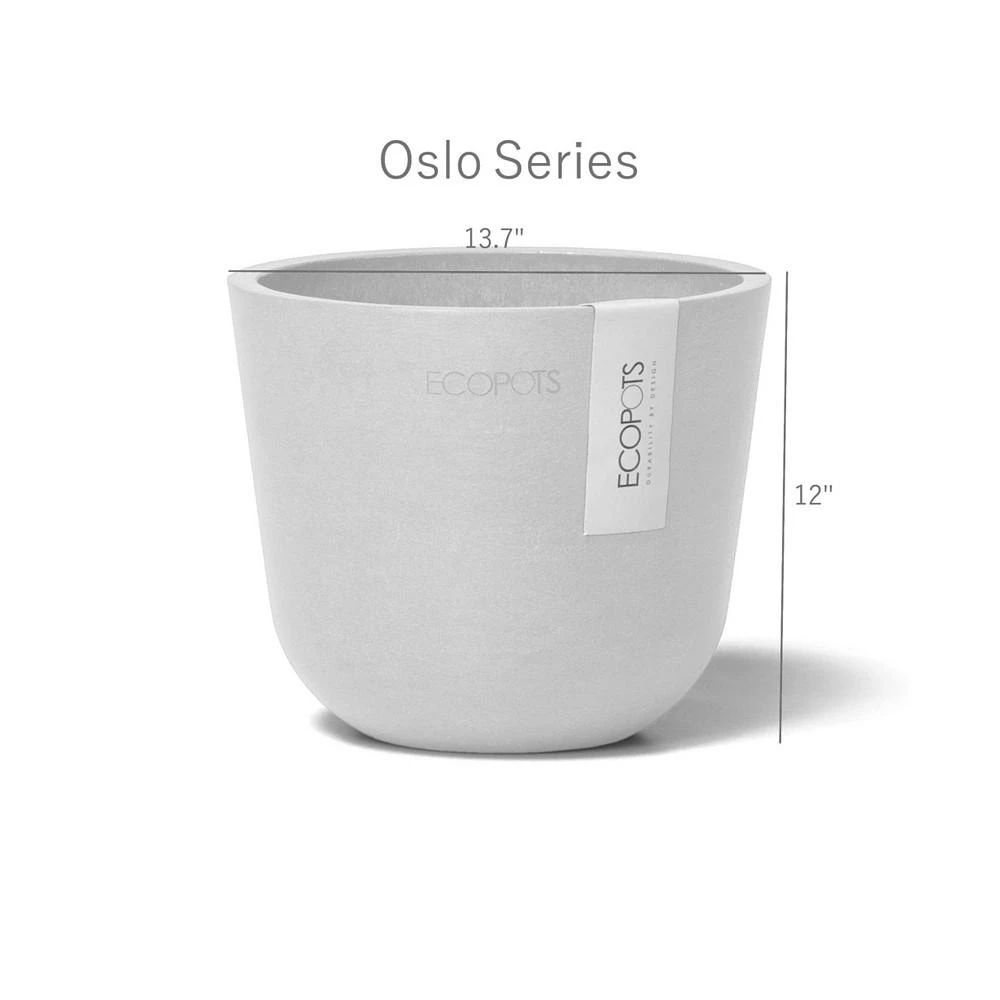商品ECOPOTS|Oslo Plastic Flower Pot, White Grey, 14",价格¥316,第3张图片详细描述