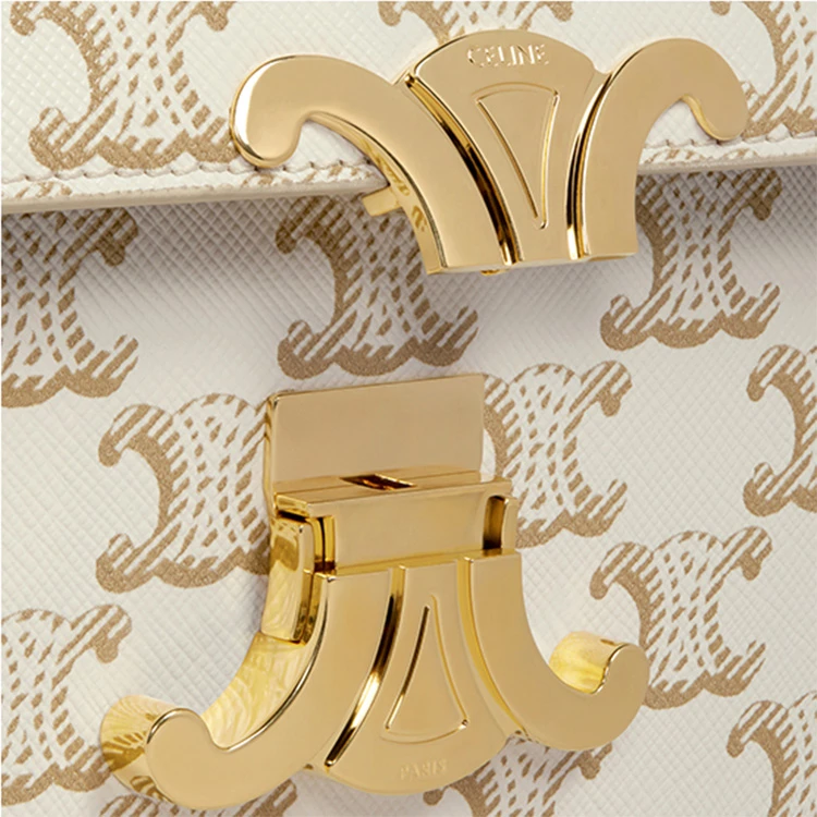商品[国内直发] Celine|赛琳 Triomphe 凯旋门标志经典满印老花金属质感锁扣 牛皮革 腋下包斜挎单肩包 常规 女款 白色/卡其色,价格¥18444,第6张图片详细描述