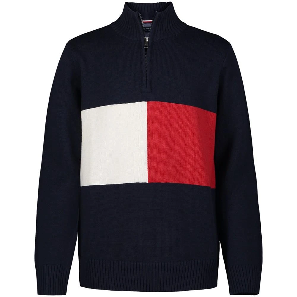 商品Tommy Hilfiger|Little Boys Exploded Flag Long Sleeve Quarter Zip Sweater,价格¥83,第1张图片