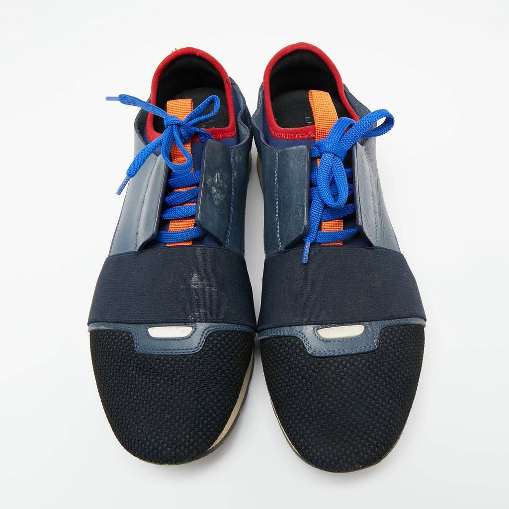 商品[二手商品] Balenciaga|Balenciaga Multicolor Knit Fabric And Leather Race Runner Low Top Sneakers Size 42,价格¥1156,第3张图片详细描述